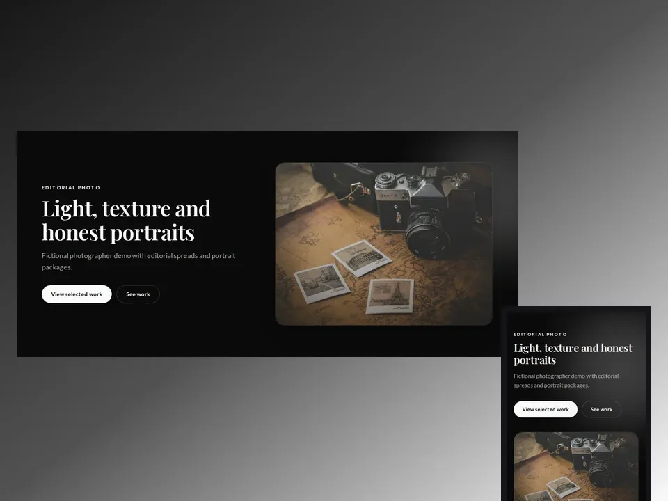 Elena Frost creative portfolio web template collage preview by ENZORA