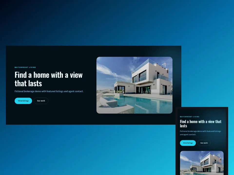 Harborview Homes real estate web template collage preview by ENZORA