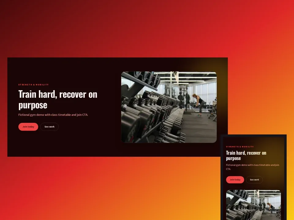 Iron and Flow fitness web template collage preview by ENZORA