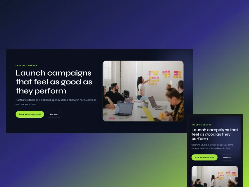 Northline Studio agency web template collage preview by ENZORA
