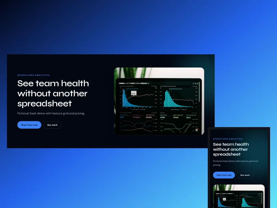 Pulseboard SaaS web template collage preview by ENZORA