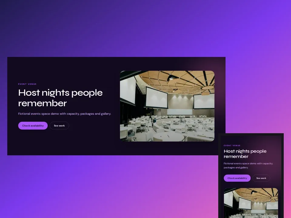 Skyline Events venue web template collage preview by ENZORA