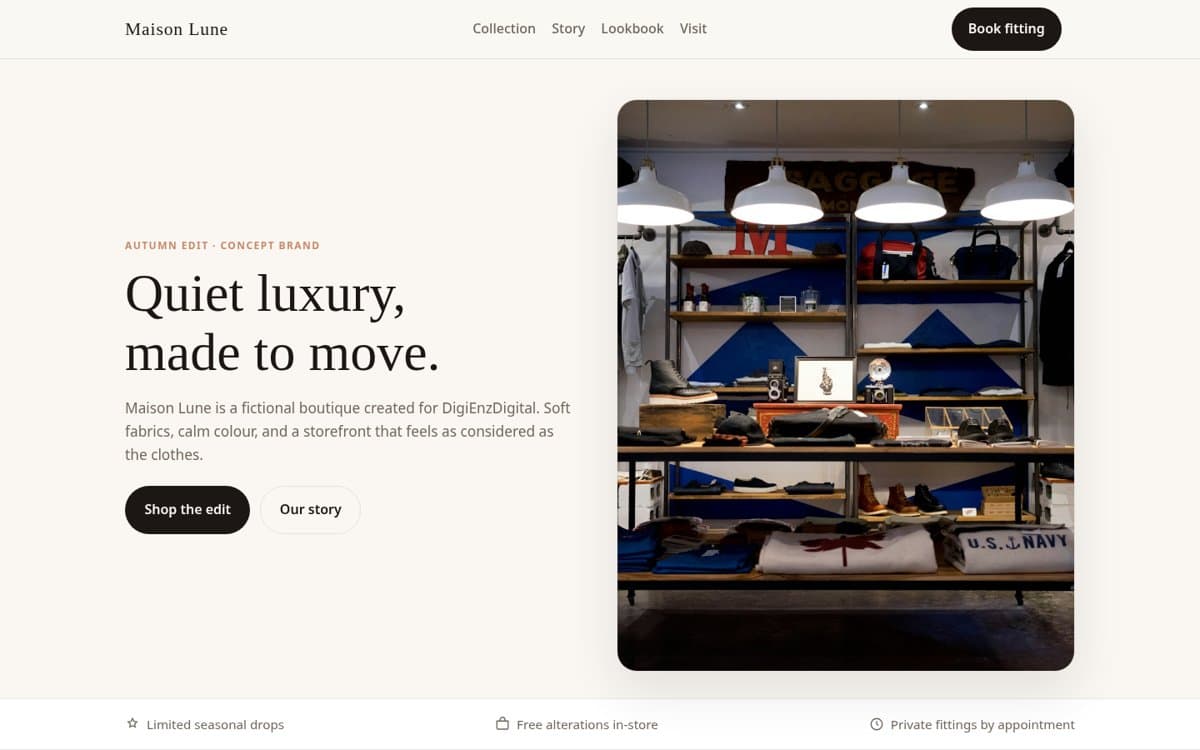 Maison Lune concept website design by ENZORA